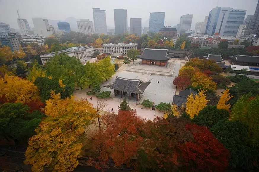서울 덕수궁과 도심 전경