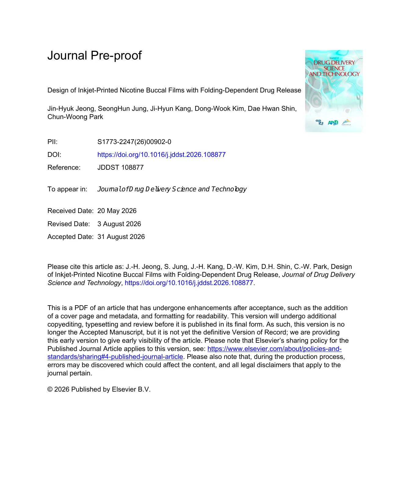 Design of Inkjet-Printed Nicotine Buccal Films with Folding-Dependent Drug Release 논문 이미지