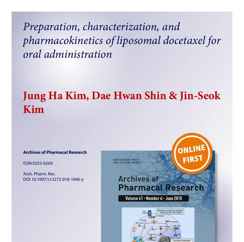 Preparation, characterization, and pharmacokinetics of liposomal docetaxel for oral administration 논문 이미지